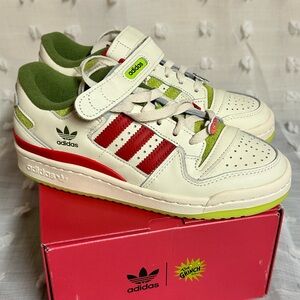Adidas Red and Green Forum Low Sneakers The Grinch